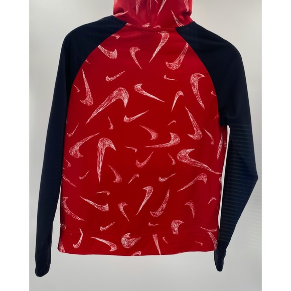 Nike Dri-Fit  Red Long Sleeve Big Kid Pull Over w/ Front Pocket w/ Hood - Picture 5 of 8